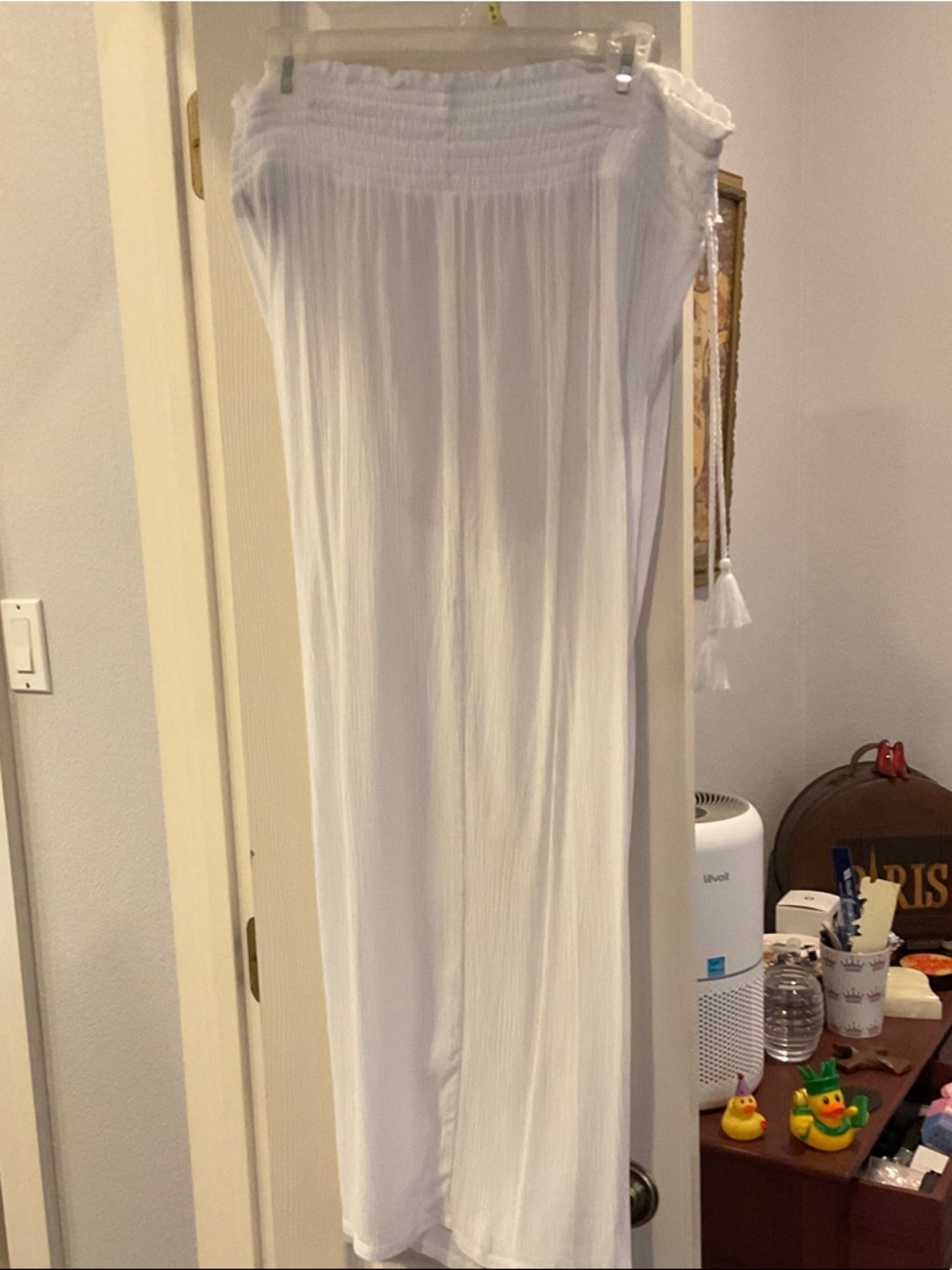 White beach sheer pants